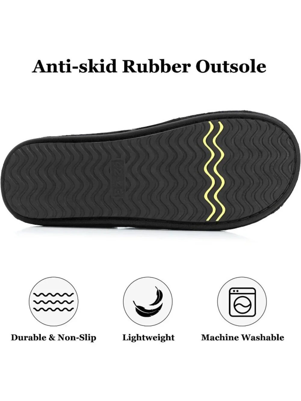 Men's Charcoal Black Cozy Memory Foam Anti Skid Slip On House Slipper Shoes